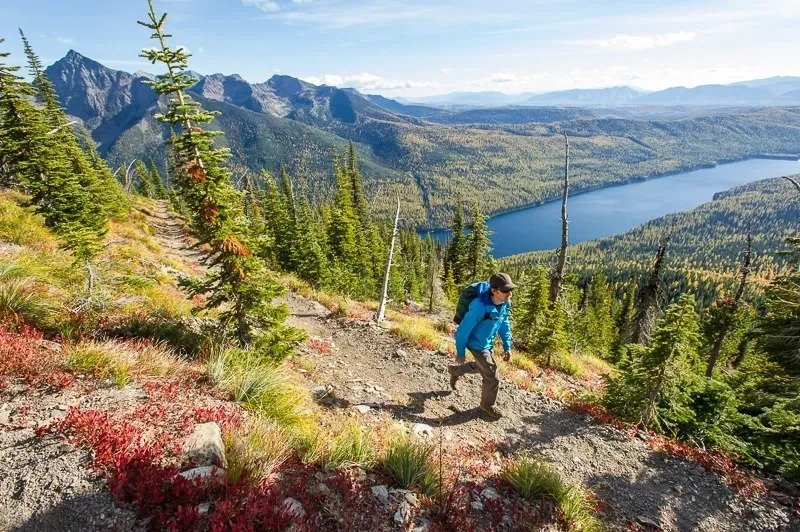 man hiking in breckenridge colorado