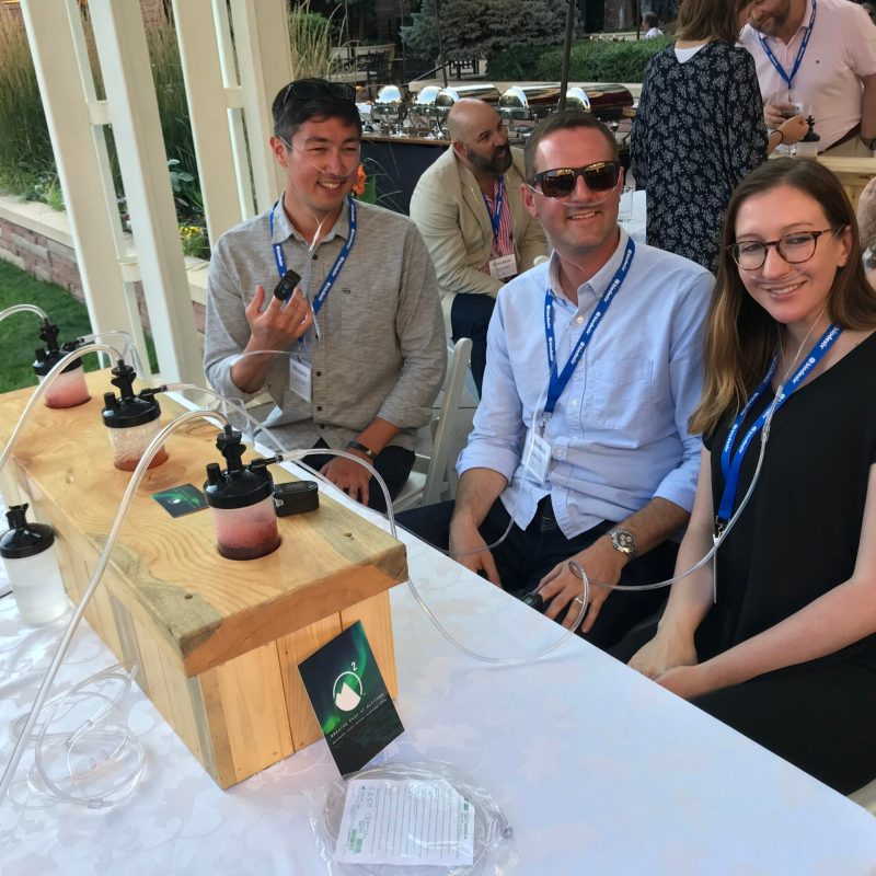 taking a break from the conference at the oxygen bar