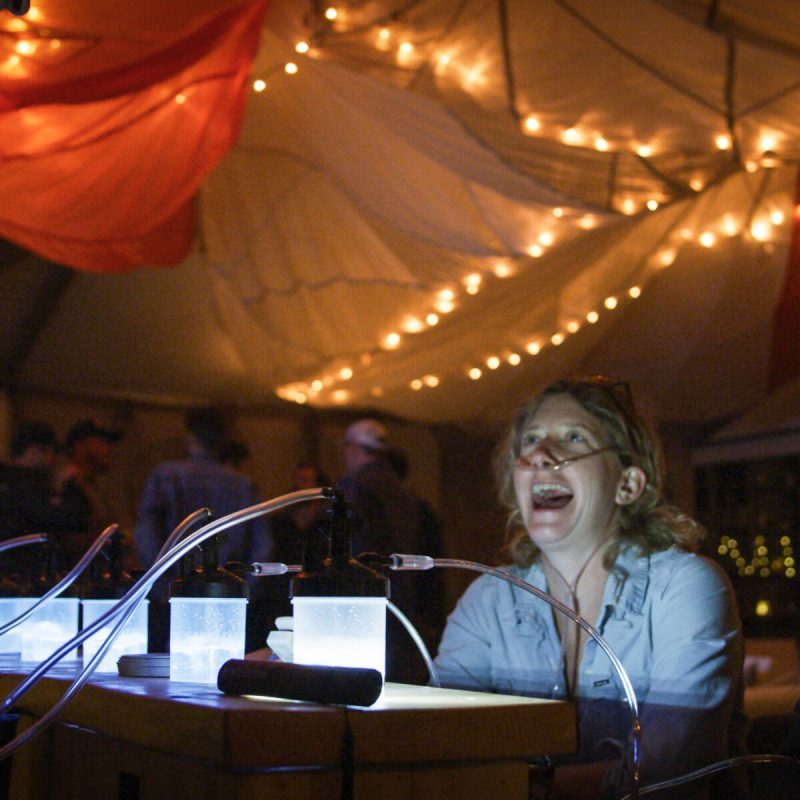 enjoying some downtime at the oxygen bar at 7 Peaks Music Festival